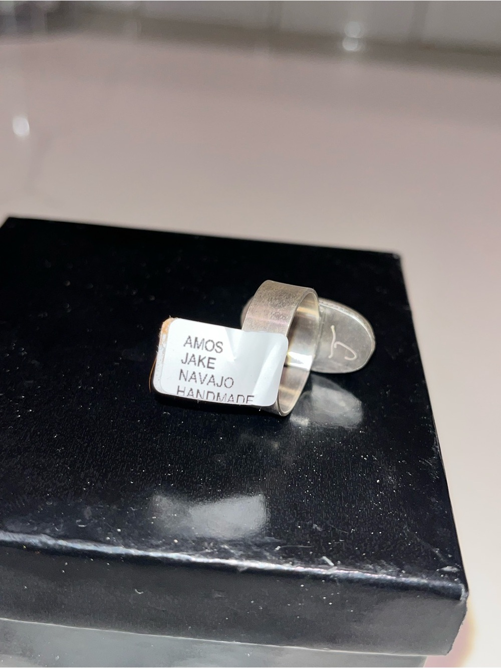 Amos Jake Navajo Sterling Silver Golden Hills Genuine Turquoise Ring - Picture 6 of 7